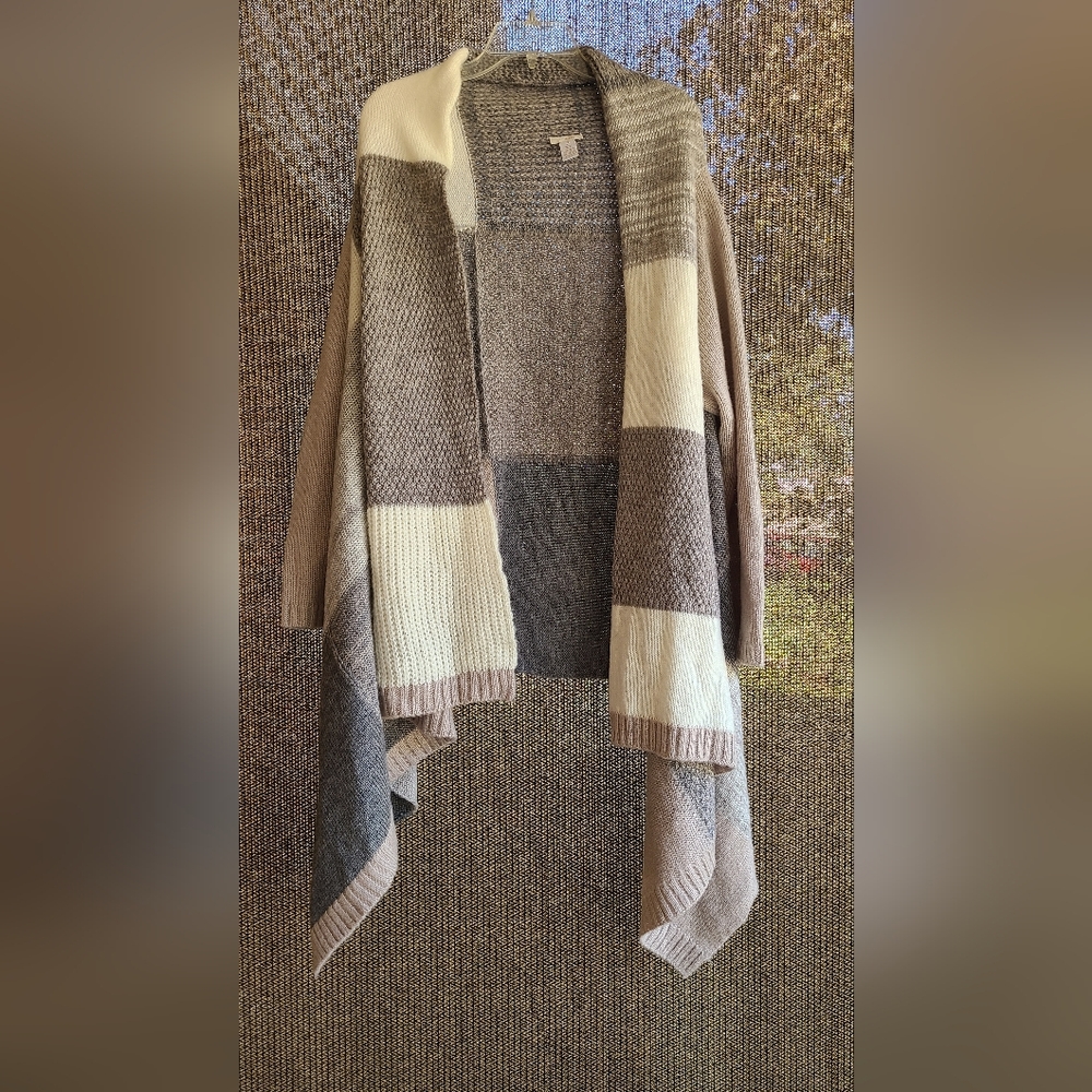 Chicos Petite Drape-Front Colorblock Cardigan | Size 3